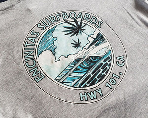Mahalo Long Sleeve Crew-Coastal Classics-coastal classics,coastalclassics,encinitas,encinitassurfboards,gray,hawaii,heather,mahalo,palm tree