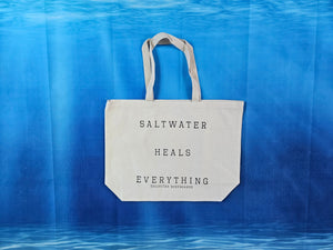 Saltwater Heals Cotton Canvas Tote-Coastal Classics-Bag,beach bag,encinitas,encinitas surfboards,recycled,reusable,shopping bag,tote
