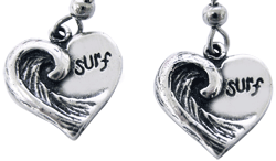 Big Surf Hearts Earrings-Strickly Boarding-artisan,dangle,dollar,earrings,free,french,hook,jewelry,lead,pewter,sand