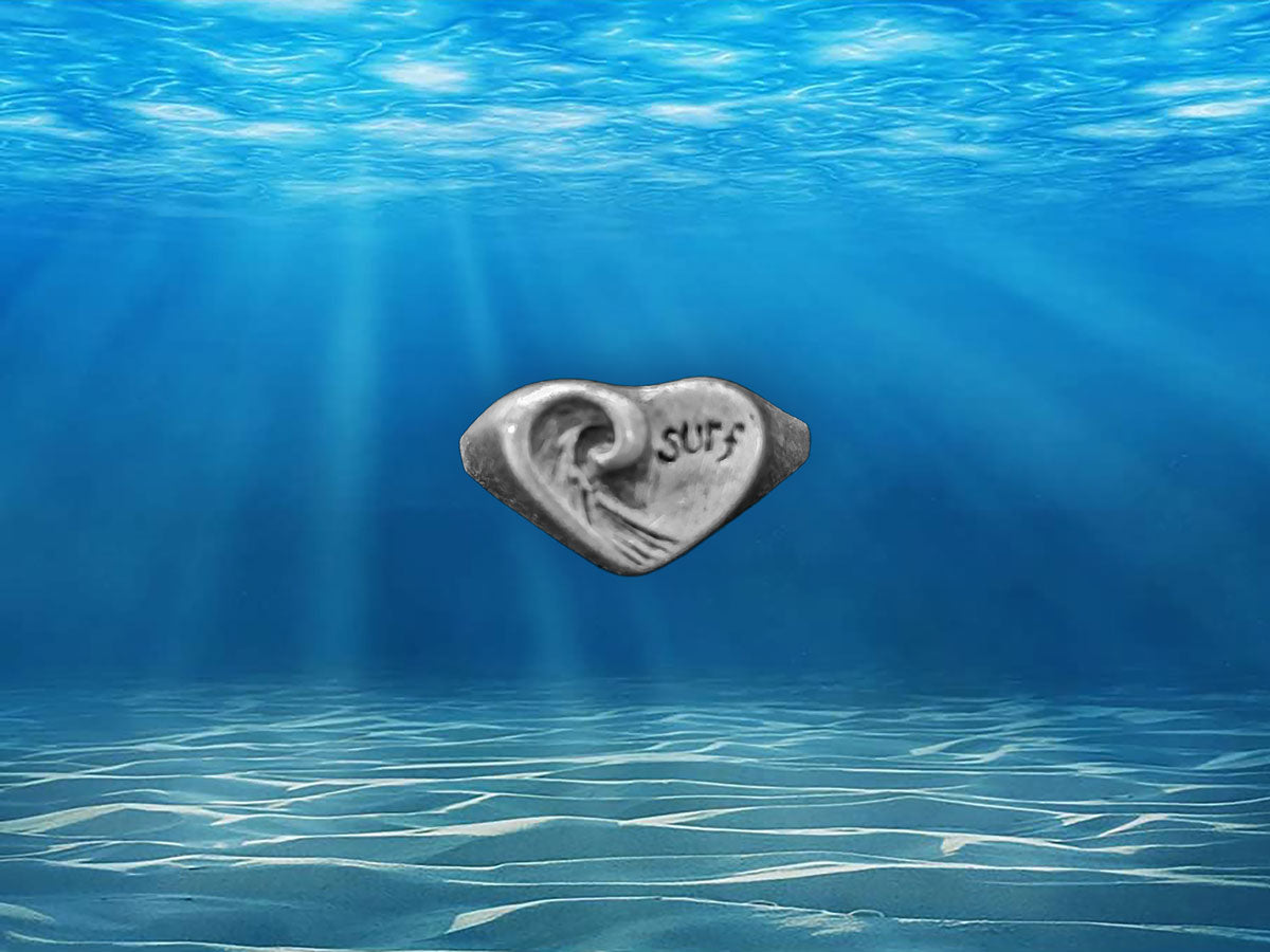 Heart Wave Pewter Ring