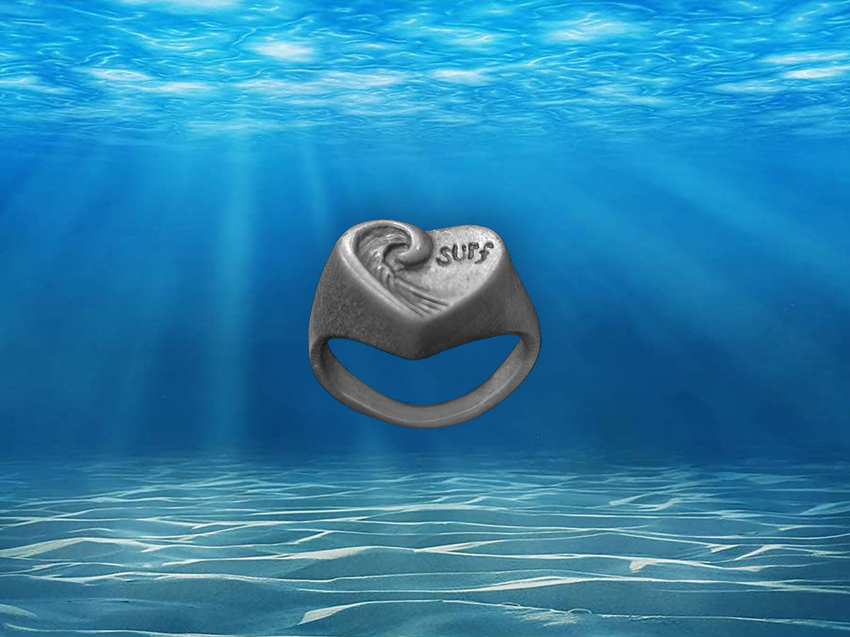 Heart Wave Pewter Ring