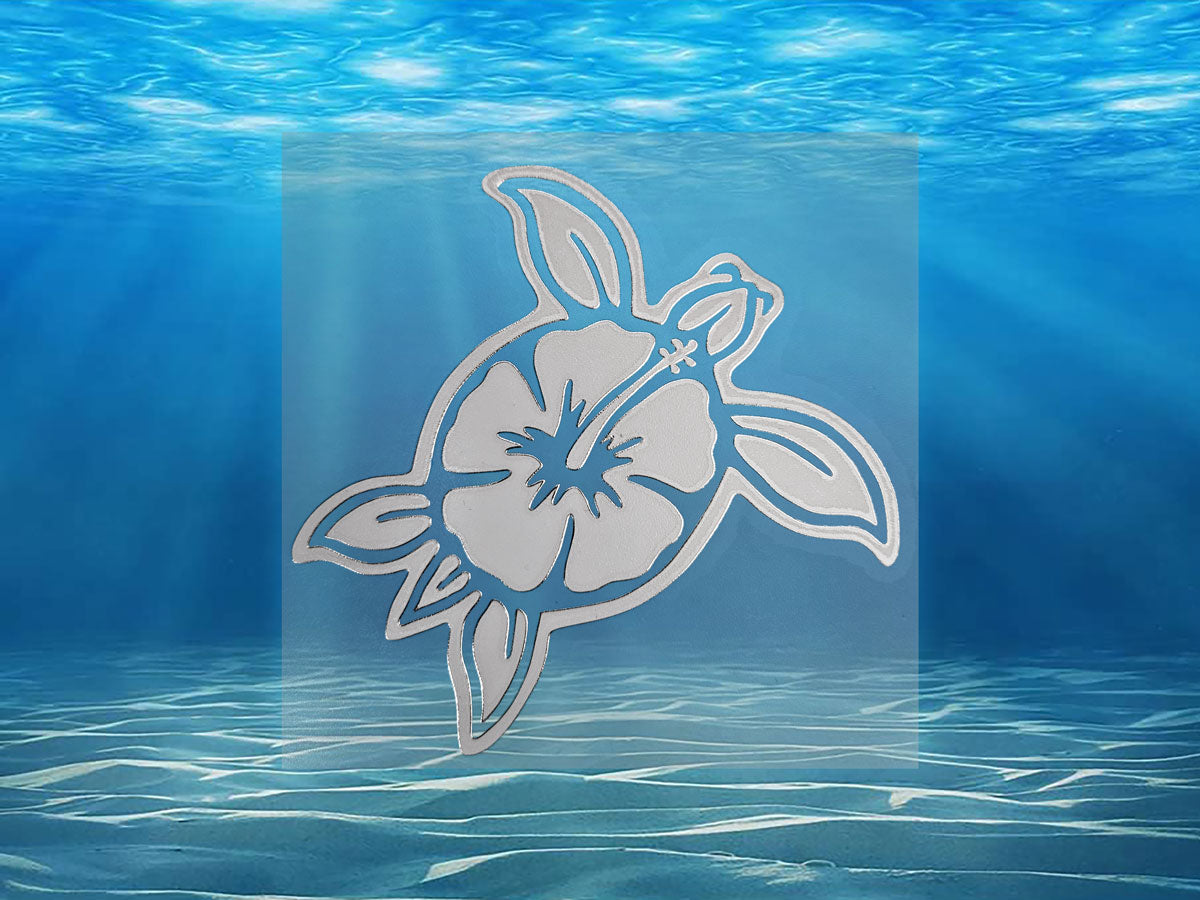 Hibiscus Turtle Die Cut Sticker