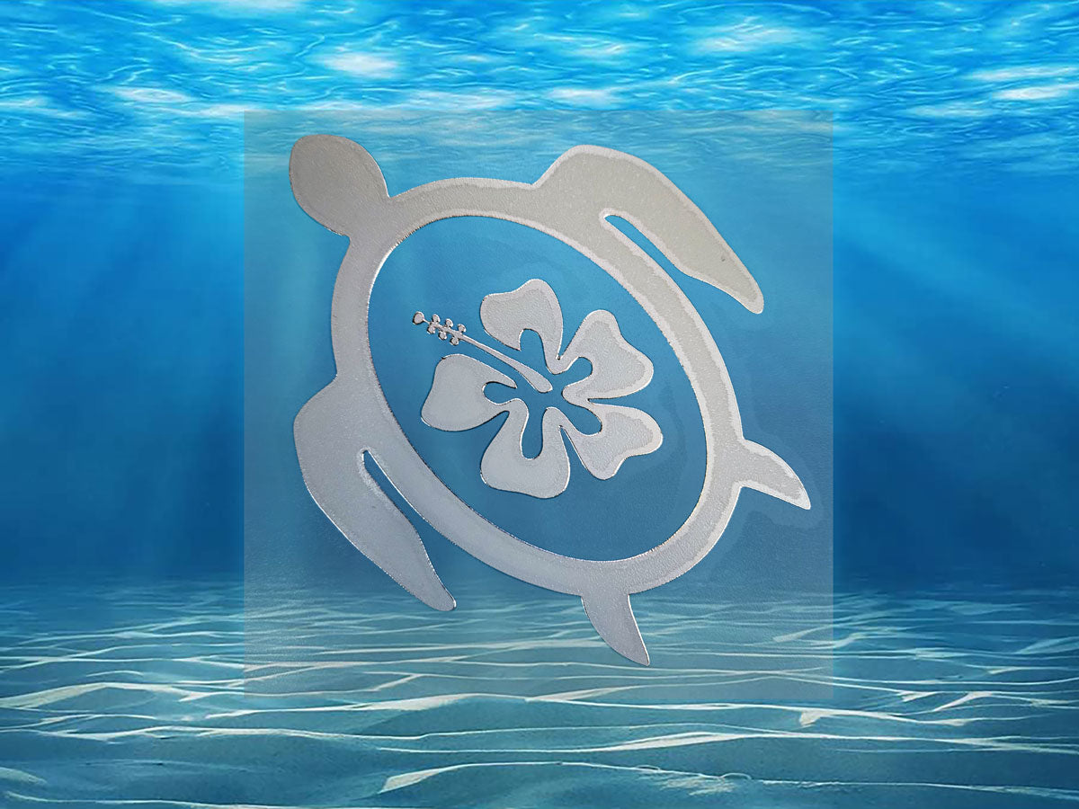 Turtle Hibiscus Die Cut Sticker
