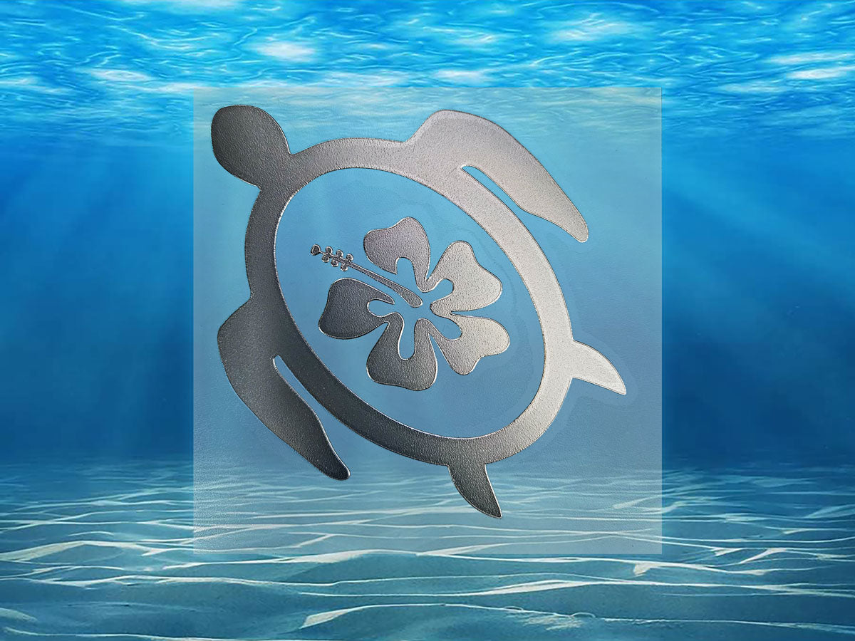 Turtle Hibiscus Die Cut Sticker