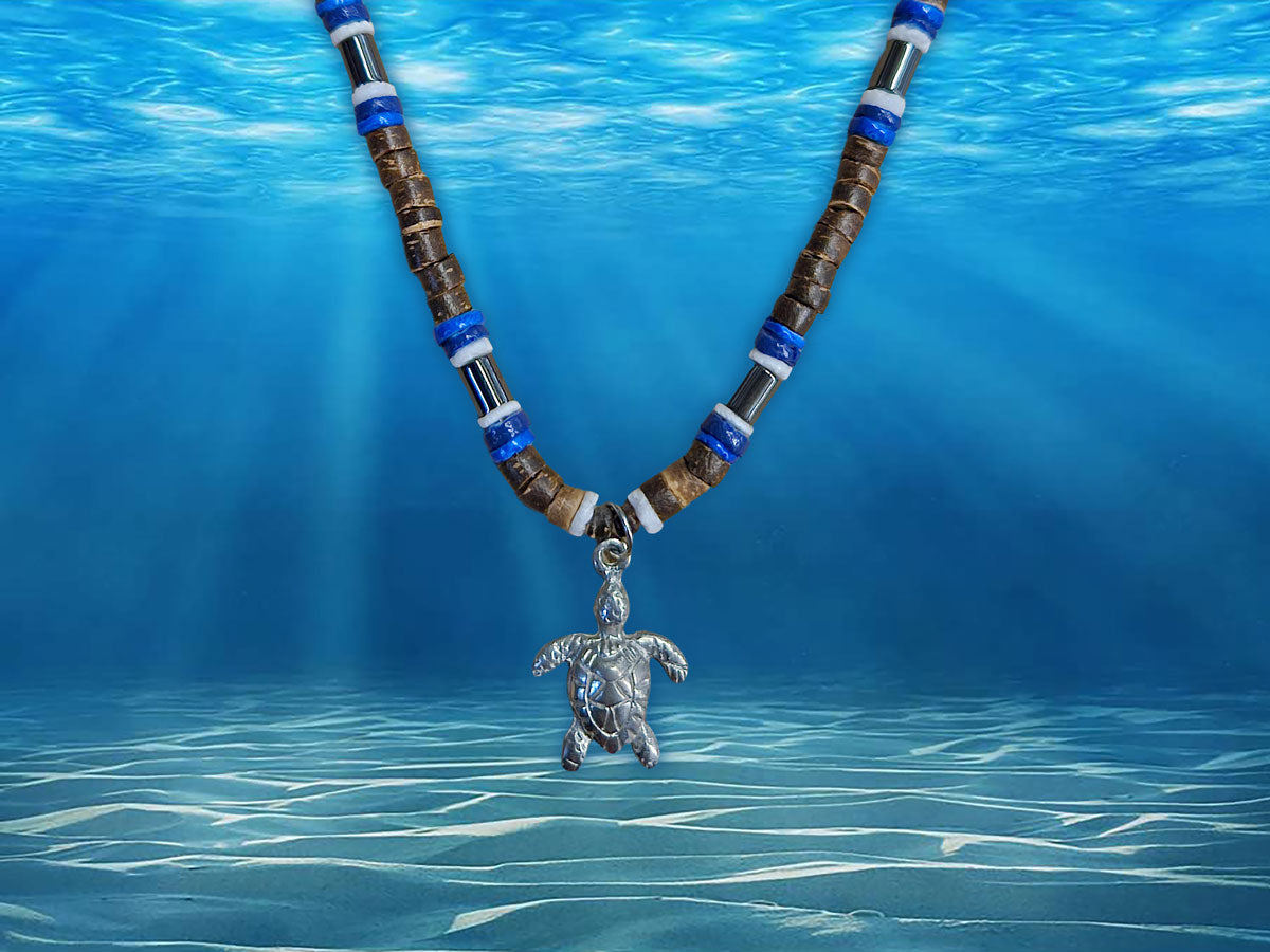 Wood Beaded Turtle Necklace