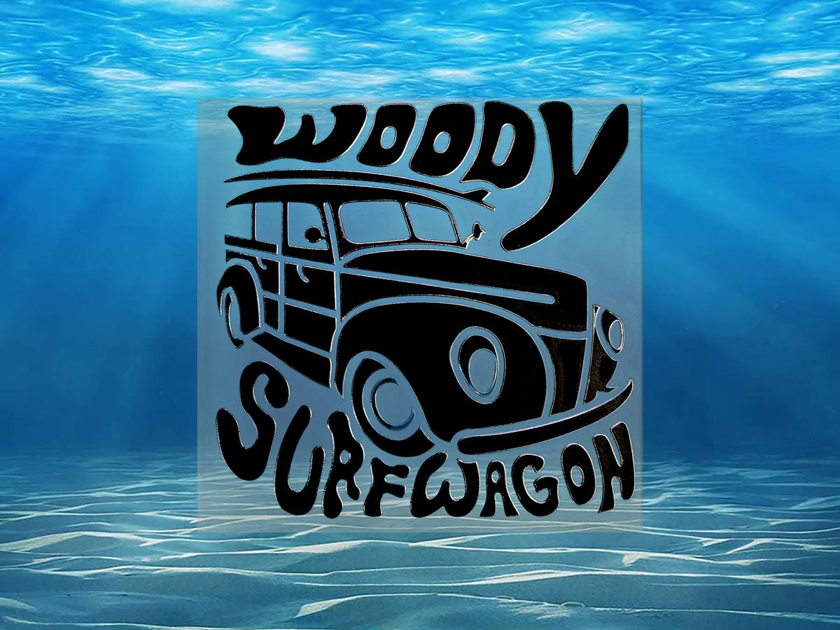 Woody Surf Wagon Die Cut Sticker