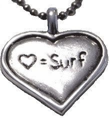 Love Sets Pendant-Strickly Boarding-artisan,free,heart,jewelry,lead,local,love,necklace,ocean,pendant,pewter,surf,waves