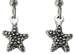 Star Fish Earrings-Strickly Boarding-artisan,dangle,earrings,fish,free,french,hook,jewelry,lead,pewter,star