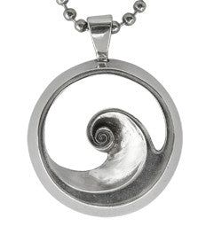 Barrel Pendant-Strickly Boarding-artisan,free,jewelry,lead,local,necklace,ocean,pendant,pewter,surf,tag,waves
