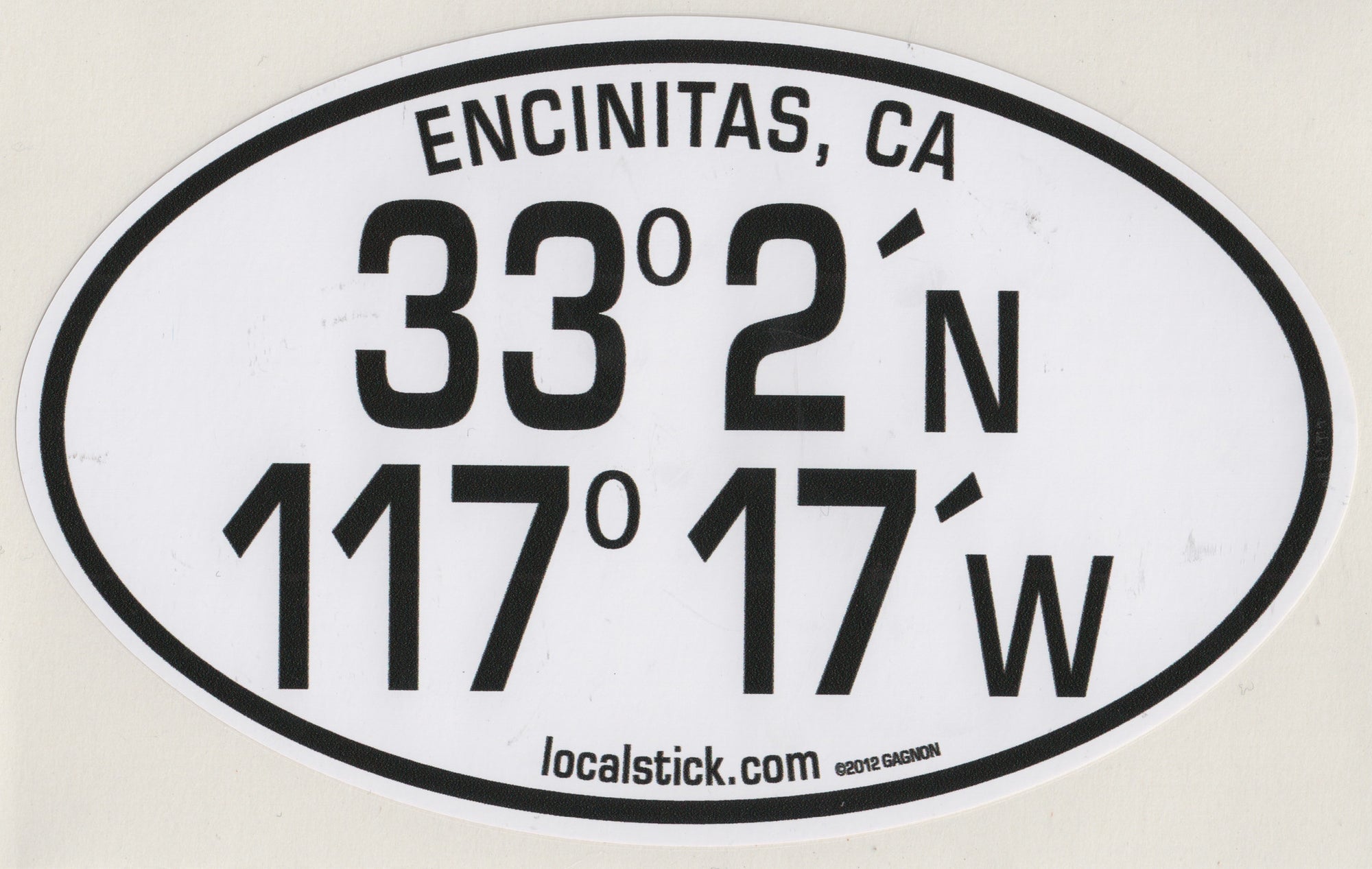 Encinitas Coordinates-Local Stick-black,california,coordinates,encinitas,leucadia,north,sticker,west,white